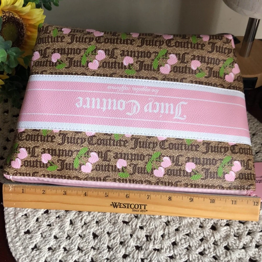 Juicy Couture Pink and Brown Logo Cosmetic Bag